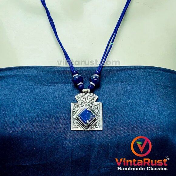 Beaded Pendant Necklace, Handmade Light Weight Necklace, Beaded Chain Pendant - Picture 1 of 5